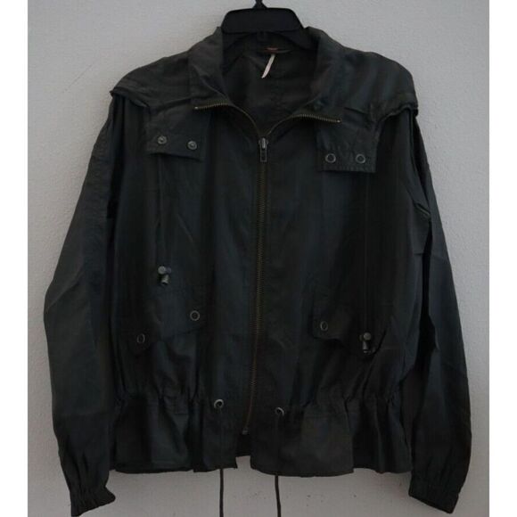 Free People Womens Sz S Green Full Zip Ripstop Parachute Windbreaker Jacket $128 - Picture 1 of 13